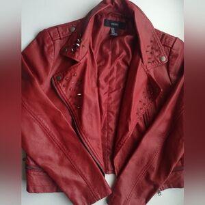 Dark Red Studded Women's Jacket